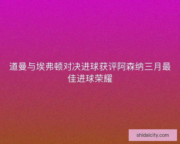 道曼与埃弗顿对决进球获评阿森纳三月最佳进球荣耀