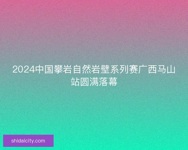 2024中国攀岩自然岩壁系列赛广西马山站圆满落幕